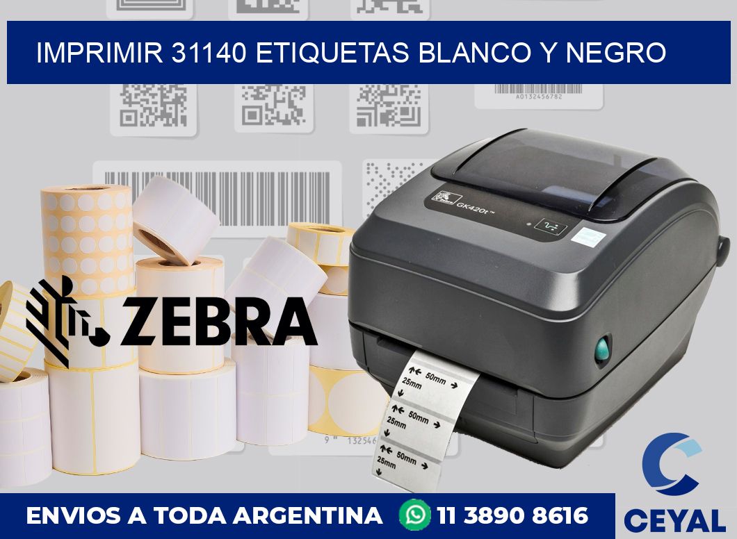 imprimir 31140 etiquetas blanco y negro