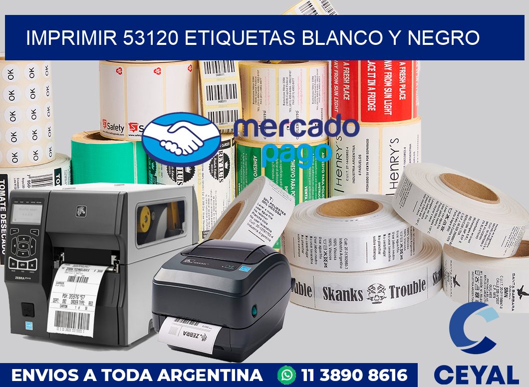 imprimir 53120 etiquetas blanco y negro