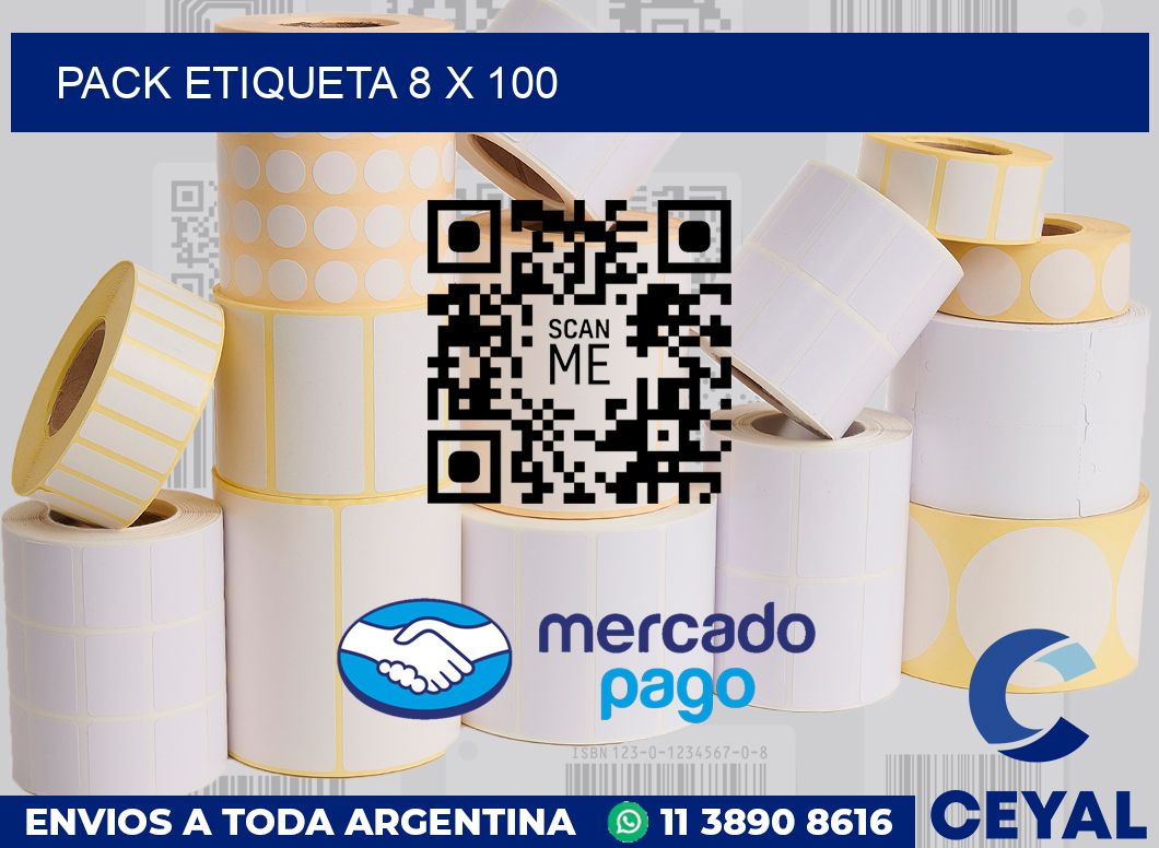 pack etiqueta 8 x 100