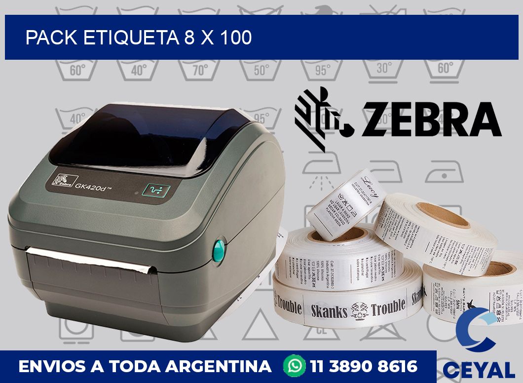 pack etiqueta 8 x 100