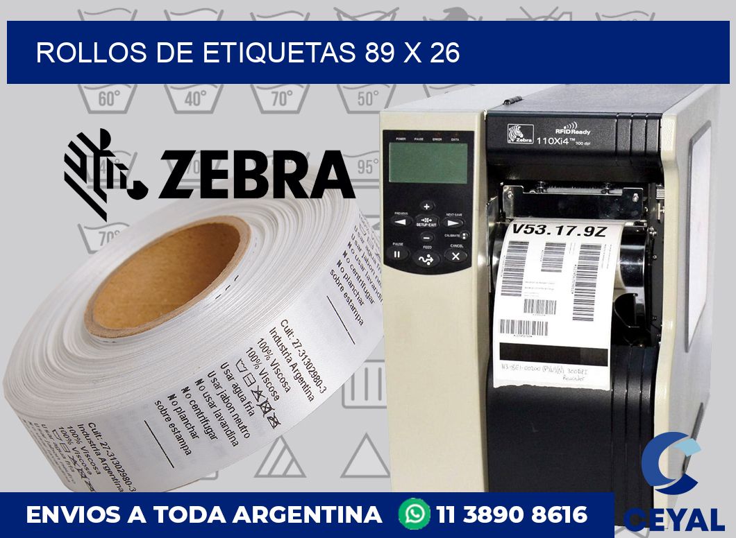 rollos de etiquetas 89 x 26