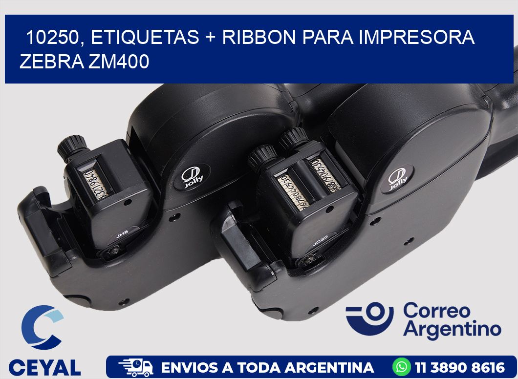 10250, etiquetas + ribbon para impresora zebra ZM400