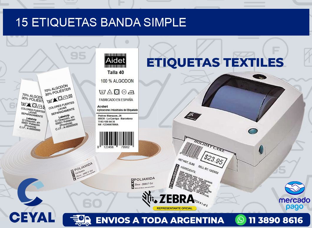 15 ETIQUETAS BANDA SIMPLE