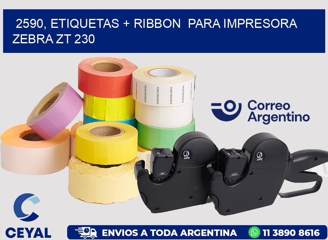 2590, etiquetas + ribbon  para impresora zebra ZT 230