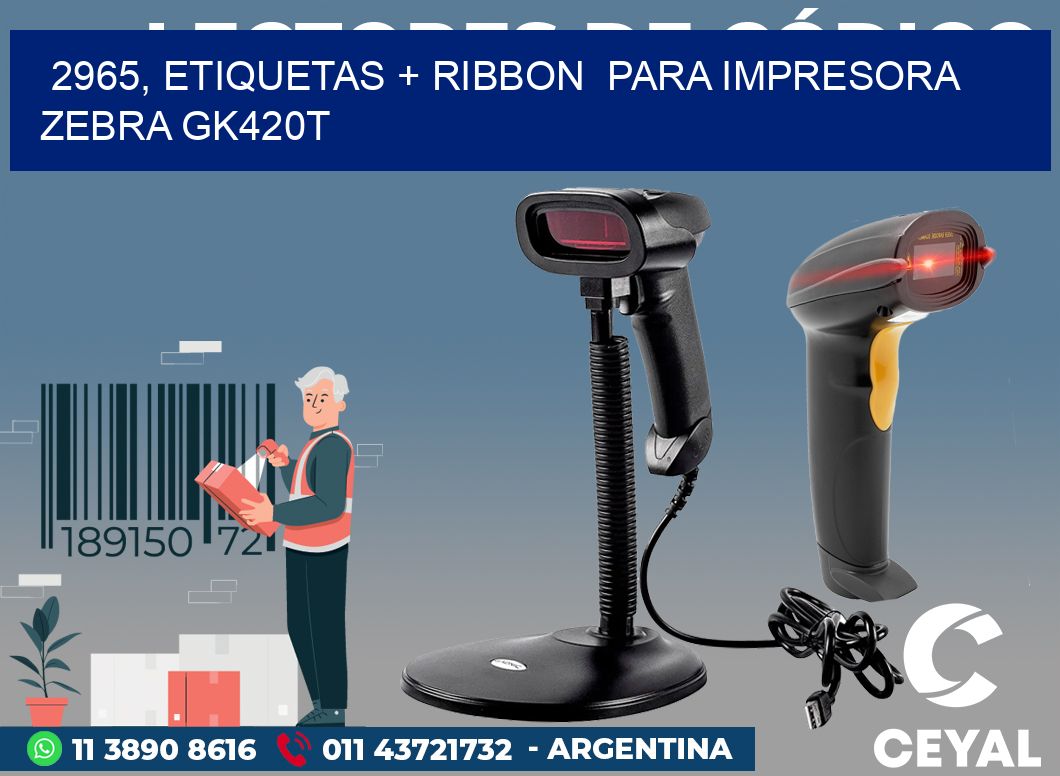 2965, etiquetas + ribbon  para impresora zebra GK420T