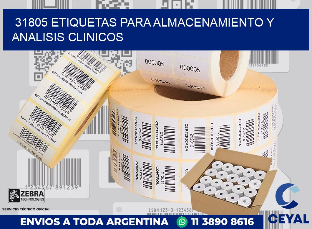 31805 ETIQUETAS PARA ALMACENAMIENTO Y ANALISIS CLINICOS