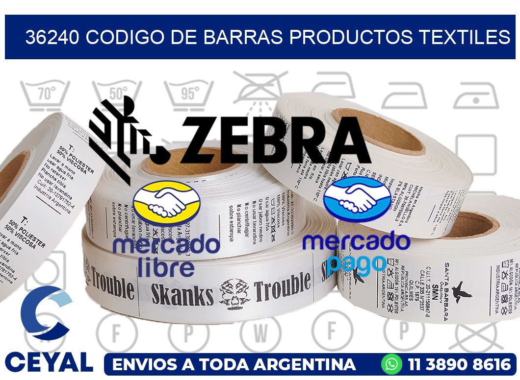 36240 CODIGO DE BARRAS PRODUCTOS TEXTILES