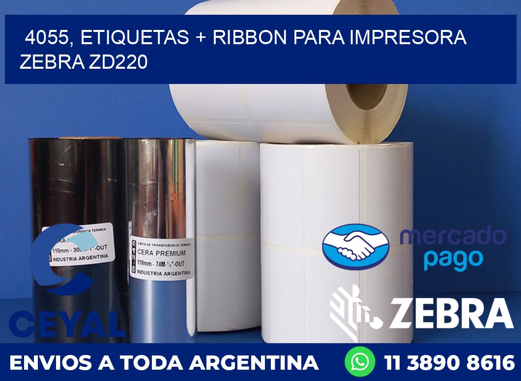 4055, etiquetas + ribbon para impresora zebra zd220
