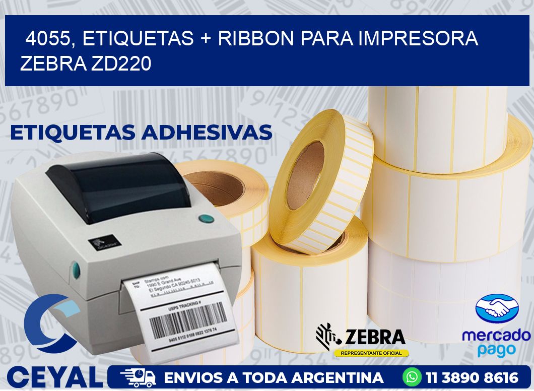 4055, etiquetas + ribbon para impresora zebra zd220