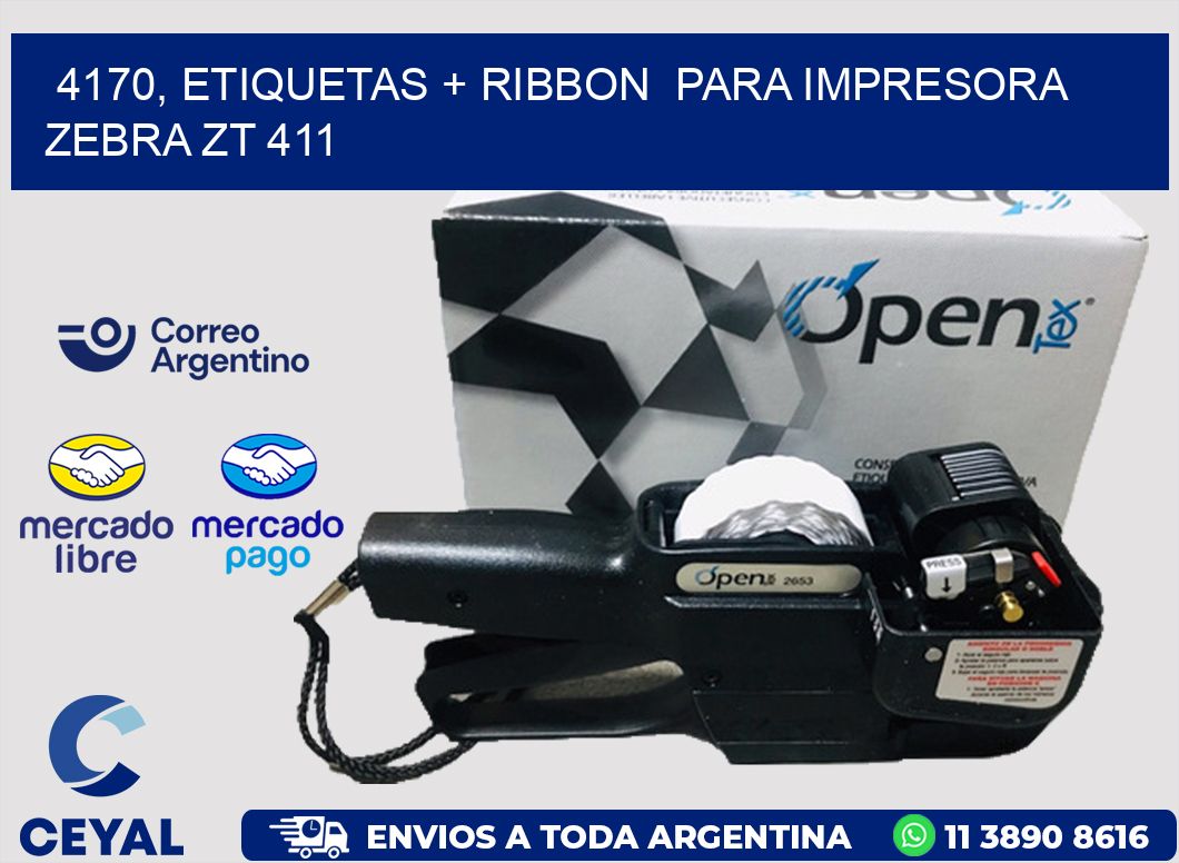 4170, etiquetas + ribbon  para impresora zebra ZT 411