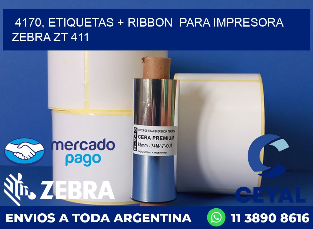 4170, etiquetas + ribbon  para impresora zebra ZT 411