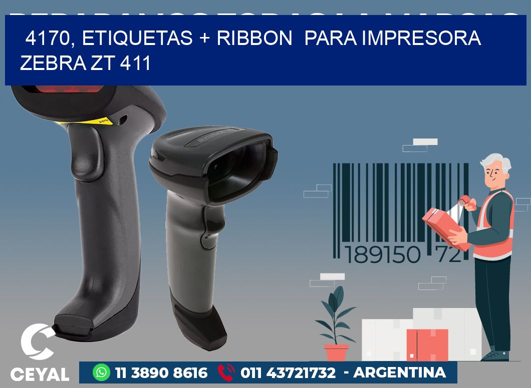 4170, etiquetas + ribbon  para impresora zebra ZT 411