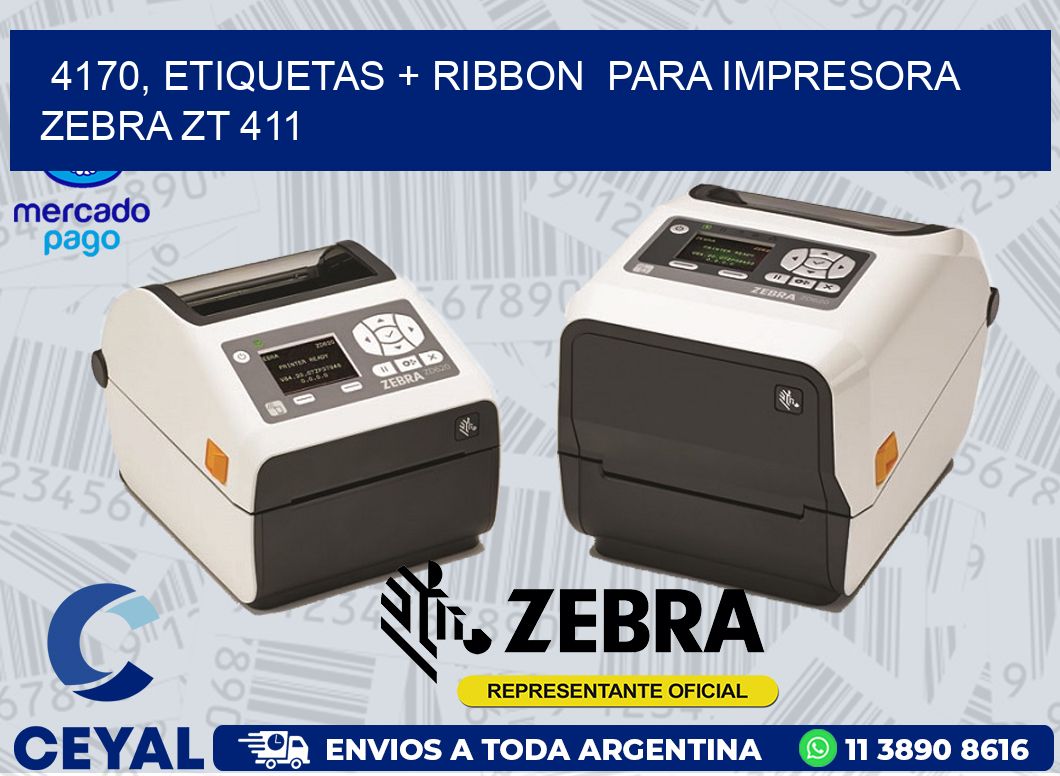 4170, etiquetas + ribbon  para impresora zebra ZT 411