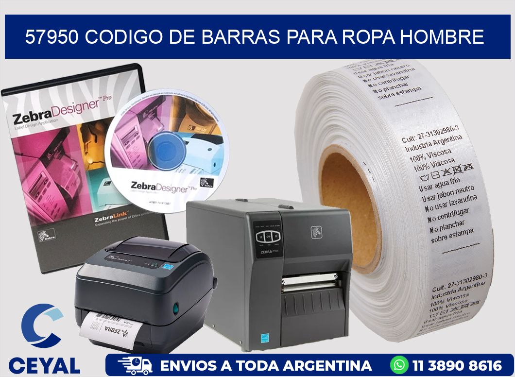 57950 CODIGO DE BARRAS PARA ROPA HOMBRE