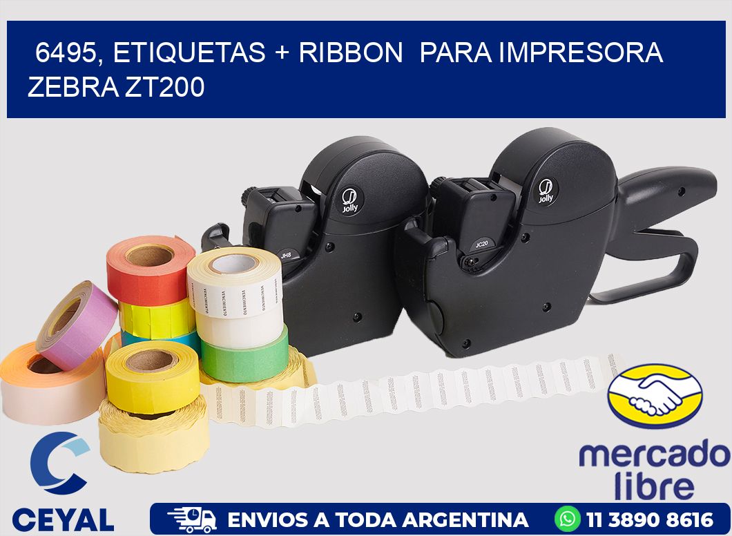 6495, etiquetas + ribbon  para impresora zebra ZT200