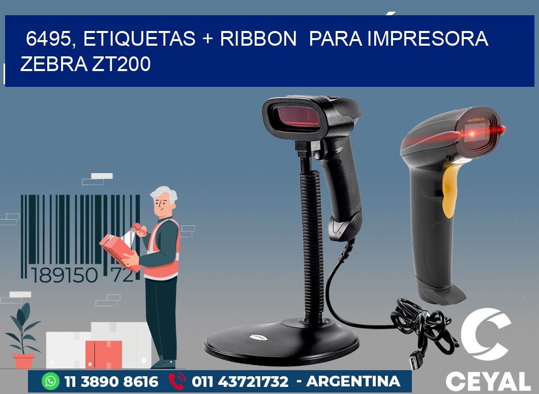 6495, etiquetas + ribbon  para impresora zebra ZT200
