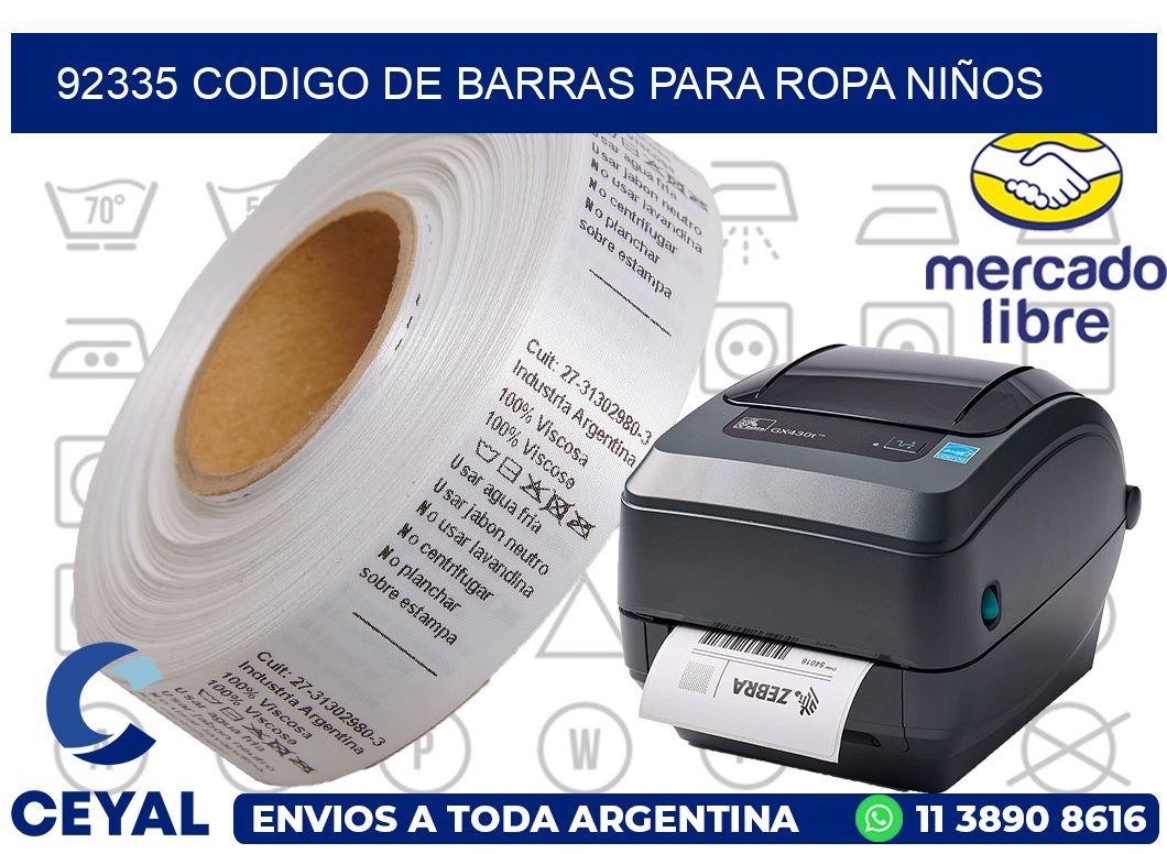 92335 CODIGO DE BARRAS PARA ROPA NIÑOS