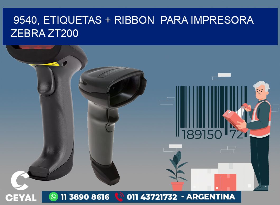 9540, etiquetas + ribbon  para impresora zebra ZT200