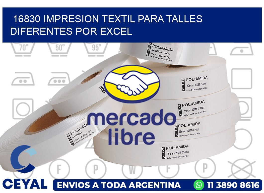 16830 IMPRESION TEXTIL PARA TALLES DIFERENTES POR EXCEL