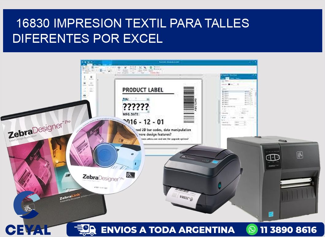 16830 IMPRESION TEXTIL PARA TALLES DIFERENTES POR EXCEL