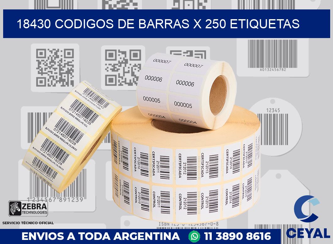 18430 codigos de barras x 250 etiquetas