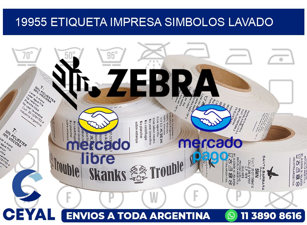 19955 ETIQUETA IMPRESA SIMBOLOS LAVADO