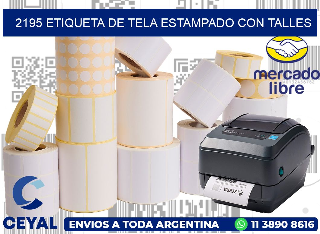 2195 ETIQUETA DE TELA ESTAMPADO CON TALLES