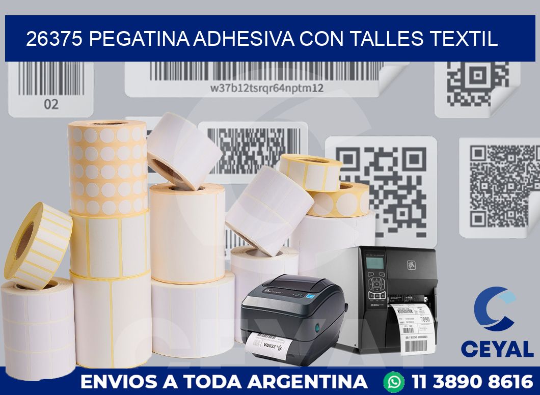 26375 PEGATINA ADHESIVA CON TALLES TEXTIL