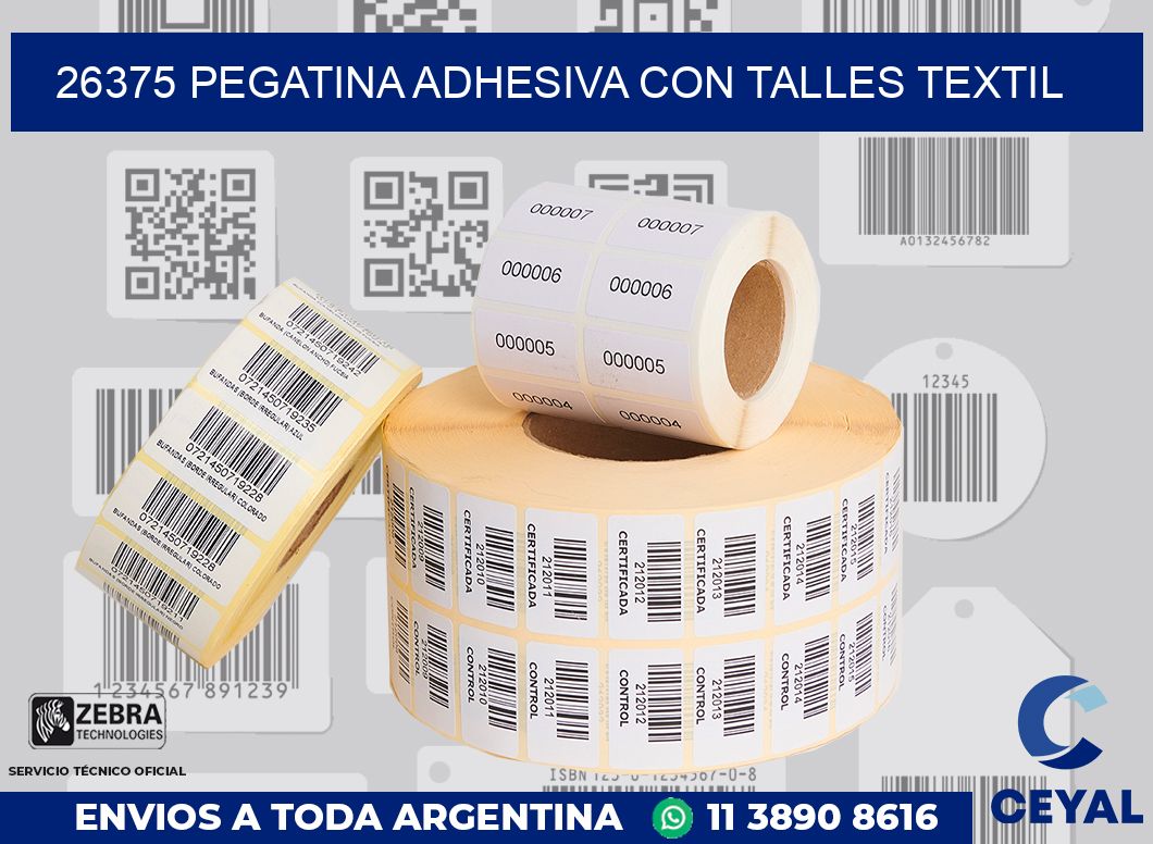 26375 PEGATINA ADHESIVA CON TALLES TEXTIL