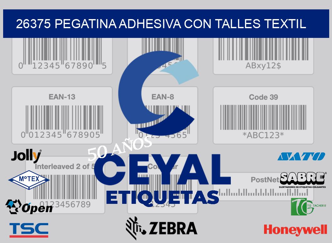 26375 PEGATINA ADHESIVA CON TALLES TEXTIL