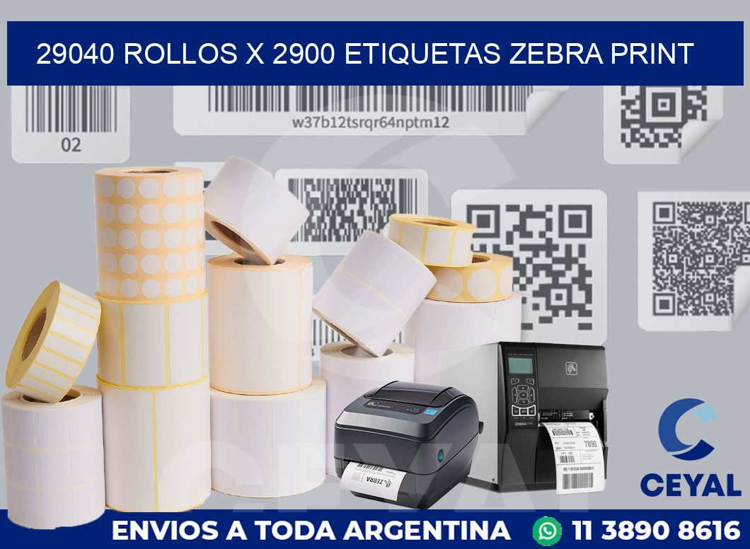 29040 Rollos x 2900 etiquetas zebra print