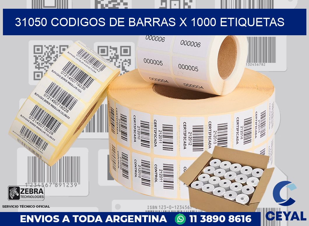 31050 codigos de barras x 1000 etiquetas