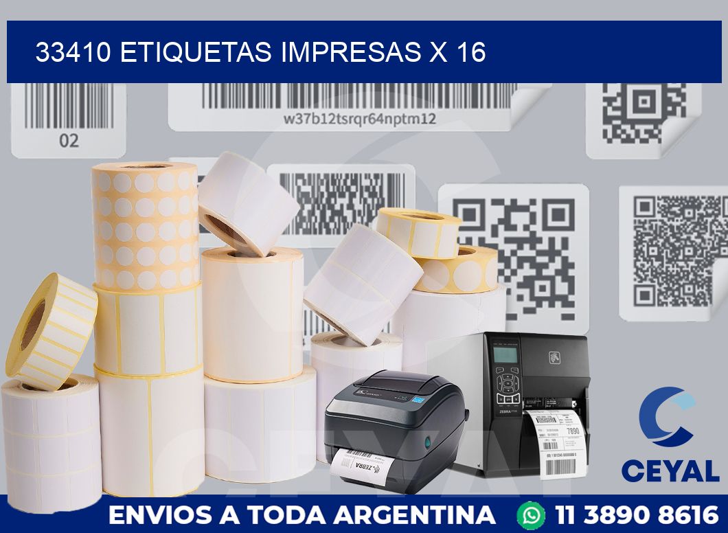 33410 Etiquetas impresas x 16