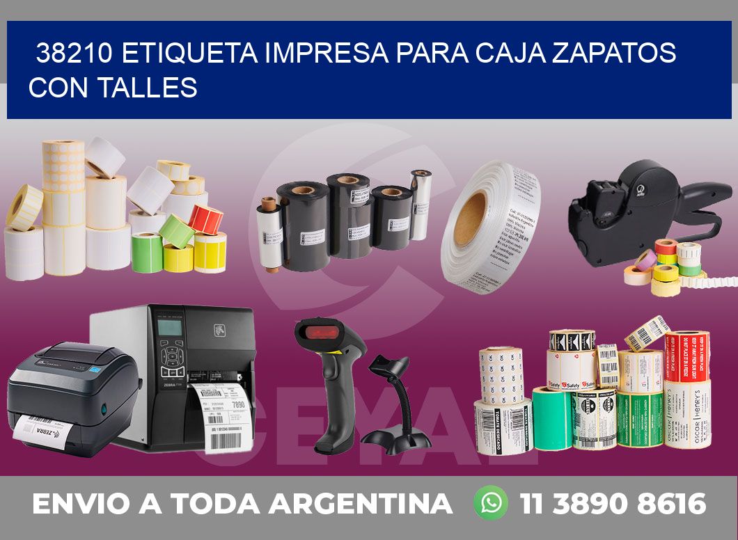 38210 ETIQUETA IMPRESA PARA CAJA ZAPATOS CON TALLES
