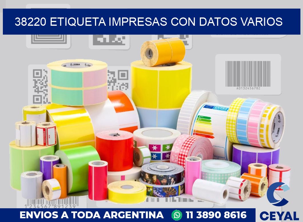 38220 ETIQUETA IMPRESAS CON DATOS VARIOS