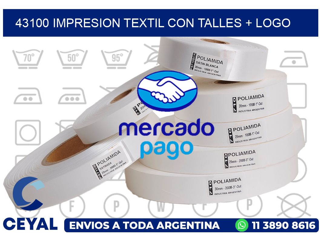 43100 IMPRESION TEXTIL CON TALLES + LOGO