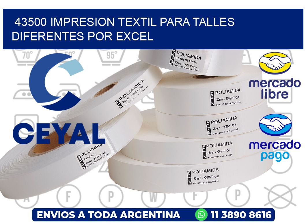 43500 IMPRESION TEXTIL PARA TALLES DIFERENTES POR EXCEL