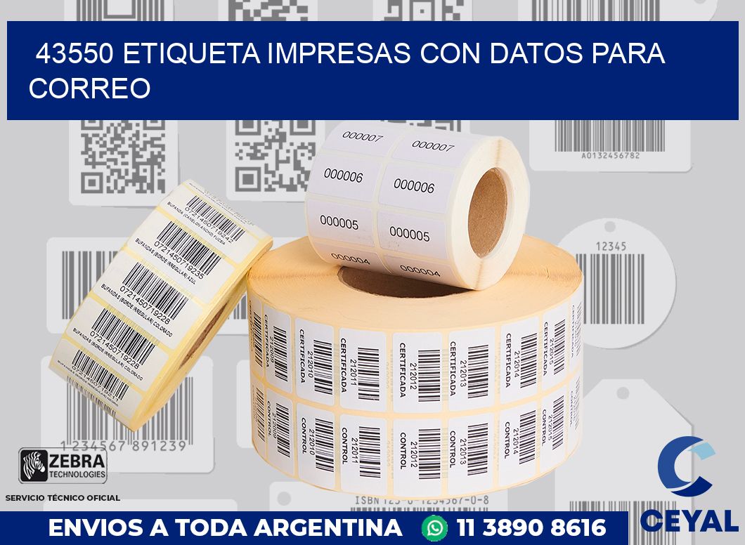 43550 ETIQUETA IMPRESAS CON DATOS PARA CORREO