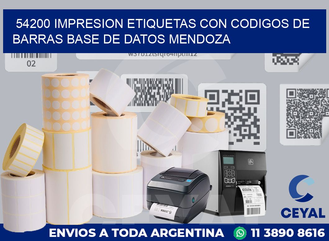 54200 IMPRESION ETIQUETAS CON CODIGOS DE BARRAS BASE DE DATOS MENDOZA