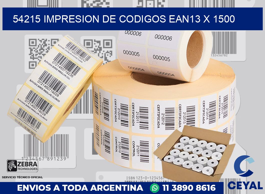 54215 impresion de codigos EAN13 x 1500