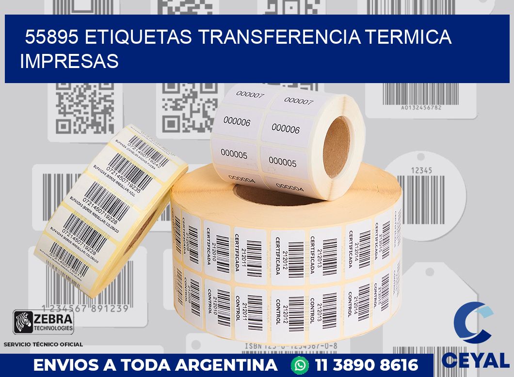 55895 ETIQUETAS TRANSFERENCIA TERMICA IMPRESAS