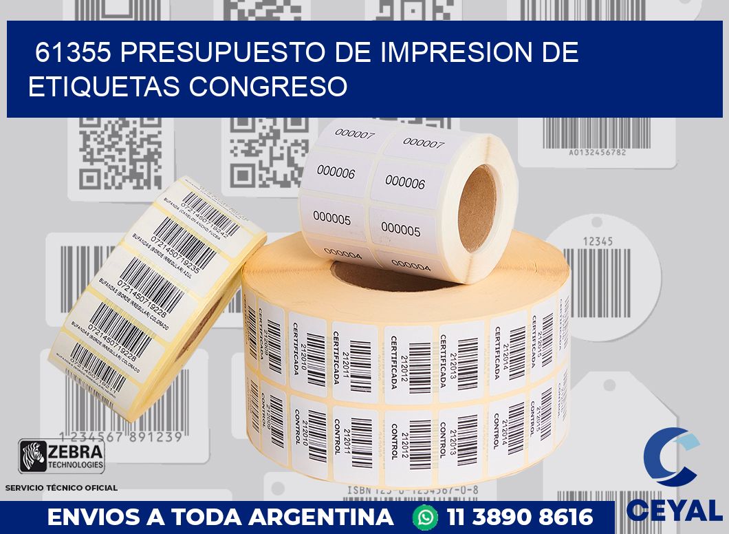 61355 PRESUPUESTO DE IMPRESION DE ETIQUETAS CONGRESO