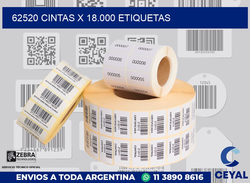 62520 cintas x 18.000 etiquetas