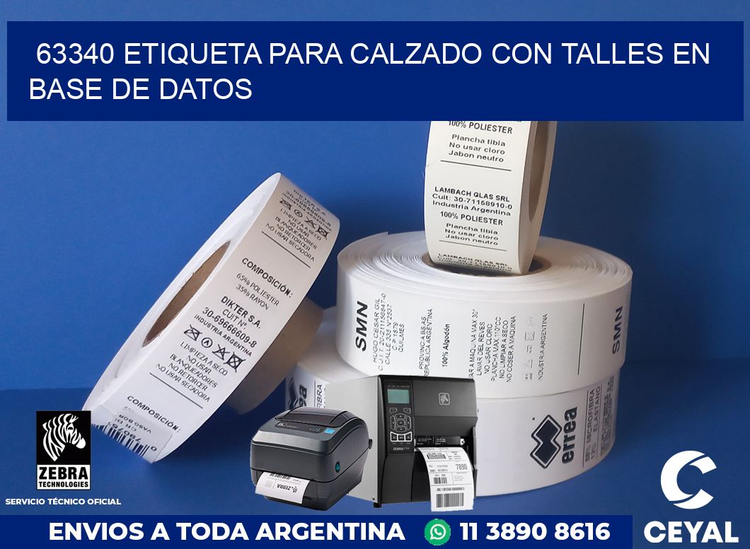 63340 ETIQUETA PARA CALZADO CON TALLES EN BASE DE DATOS