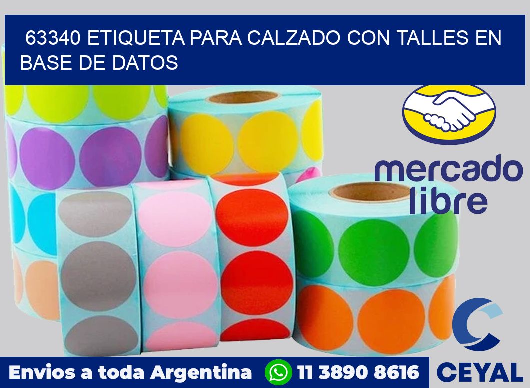 63340 ETIQUETA PARA CALZADO CON TALLES EN BASE DE DATOS