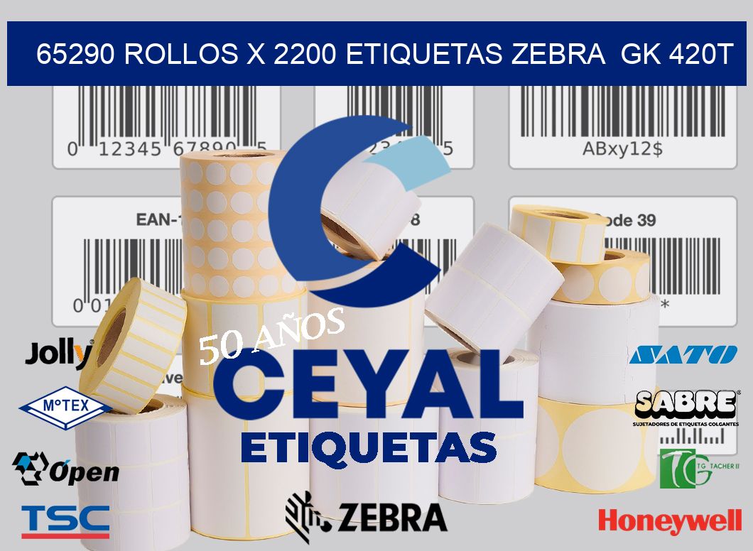 65290 Rollos x 2200 etiquetas zebra  gk 420t