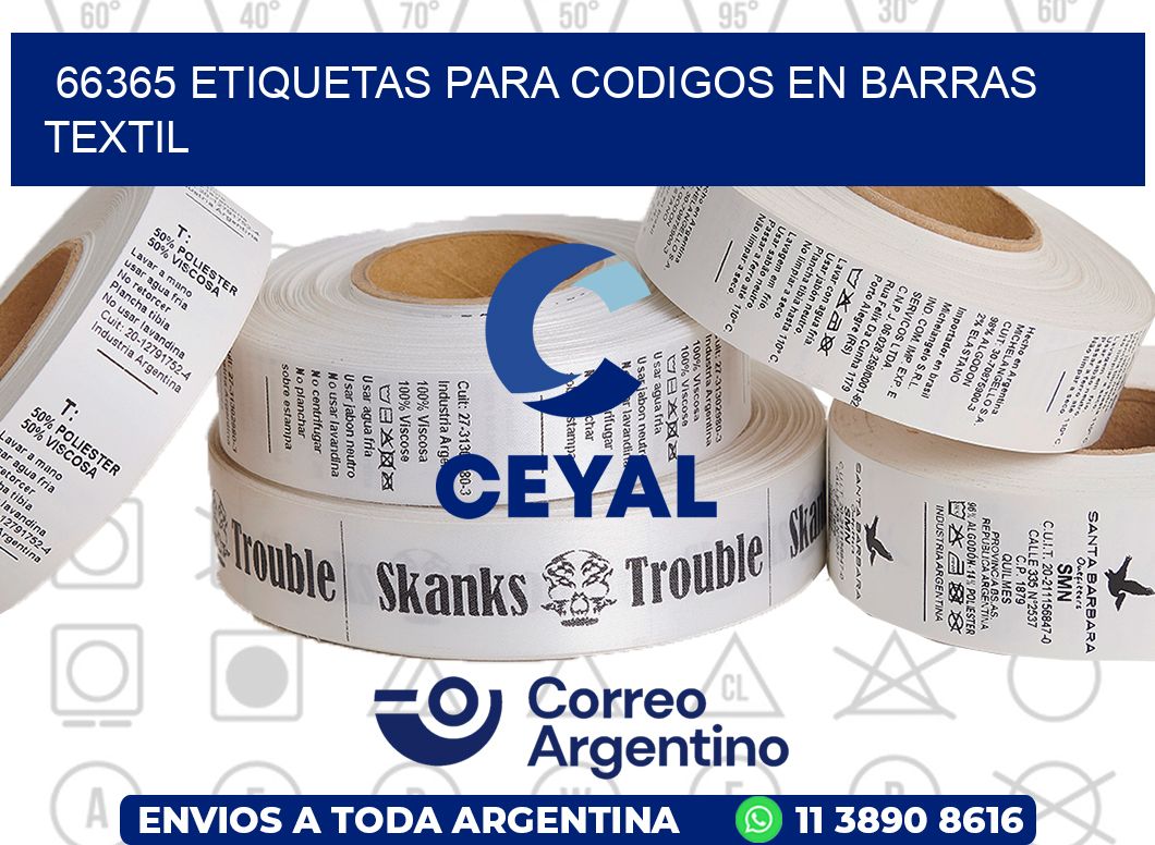 66365 ETIQUETAS PARA CODIGOS EN BARRAS TEXTIL