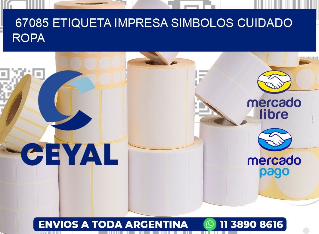67085 ETIQUETA IMPRESA SIMBOLOS CUIDADO ROPA