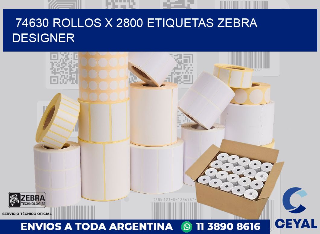 74630 Rollos x 2800 etiquetas zebra designer
