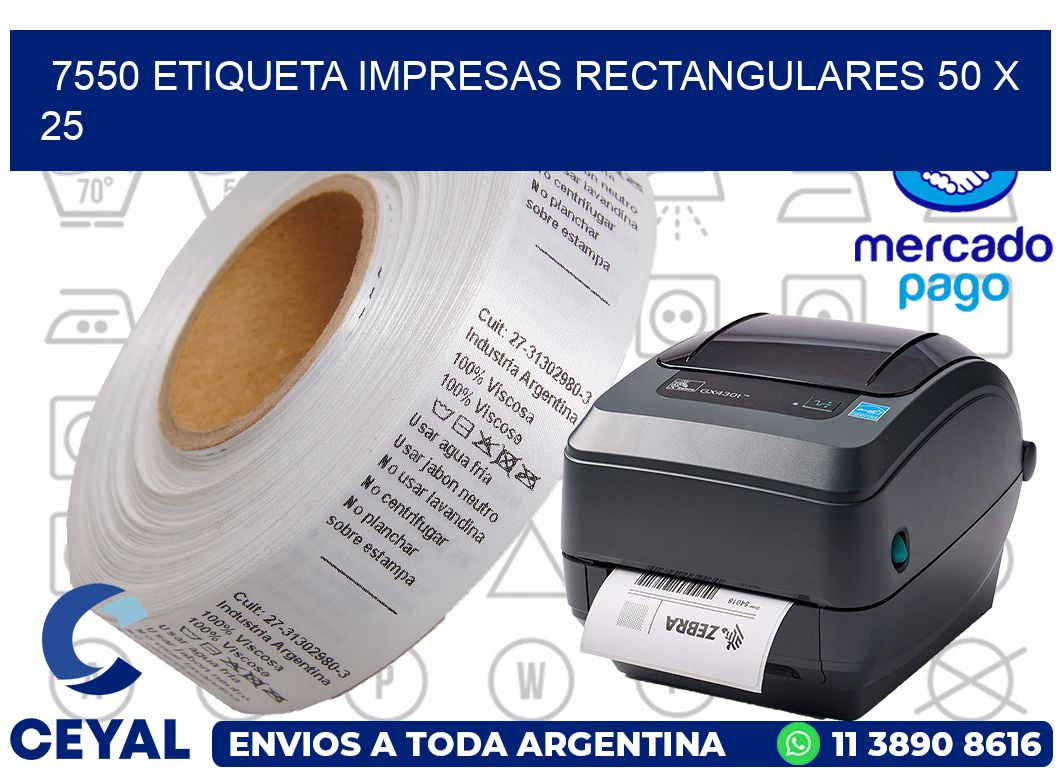 7550 ETIQUETA IMPRESAS RECTANGULARES 50 X 25